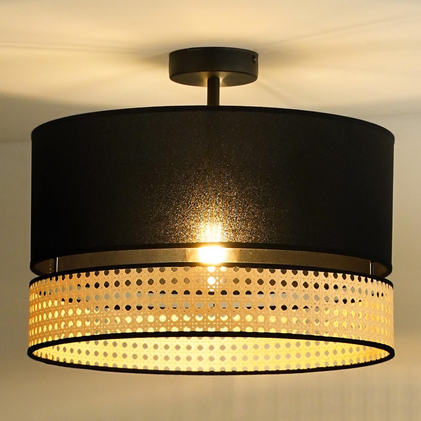 Duolla - Nadgradni luster DOUBLE RATTAN 1xE27/15W/230V pr. 40 cm crno/bež
