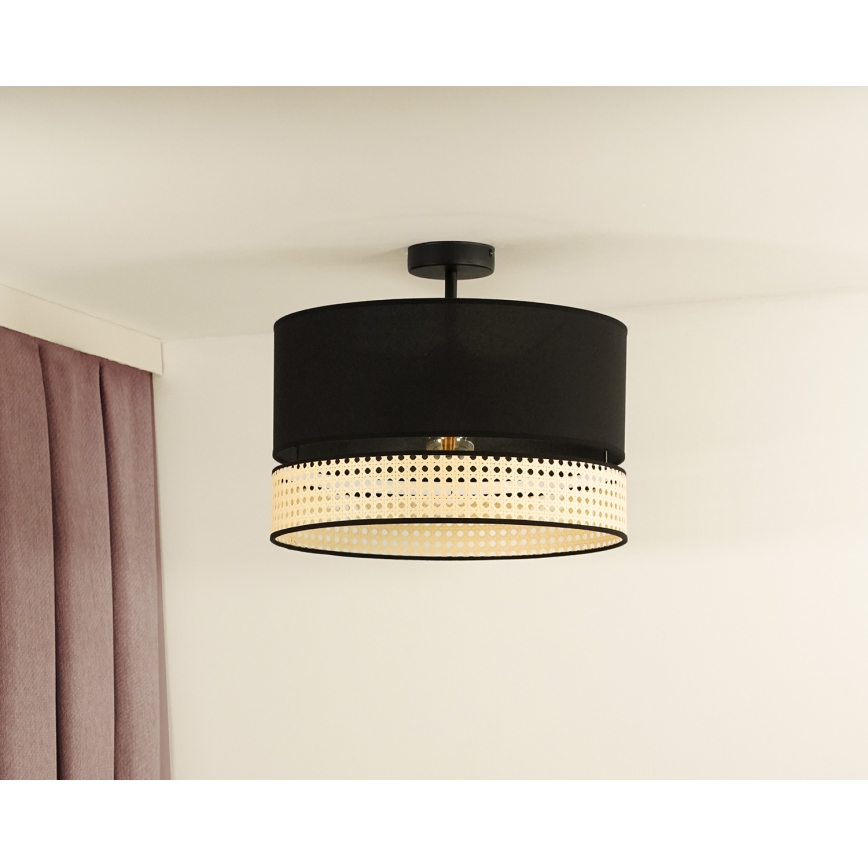 Duolla - Nadgradni luster DOUBLE RATTAN 1xE27/15W/230V pr. 40 cm crno/bež