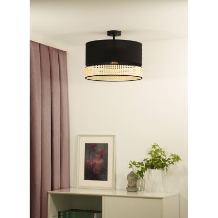 Duolla - Nadgradni luster DOUBLE RATTAN 1xE27/15W/230V pr. 40 cm crno/bež