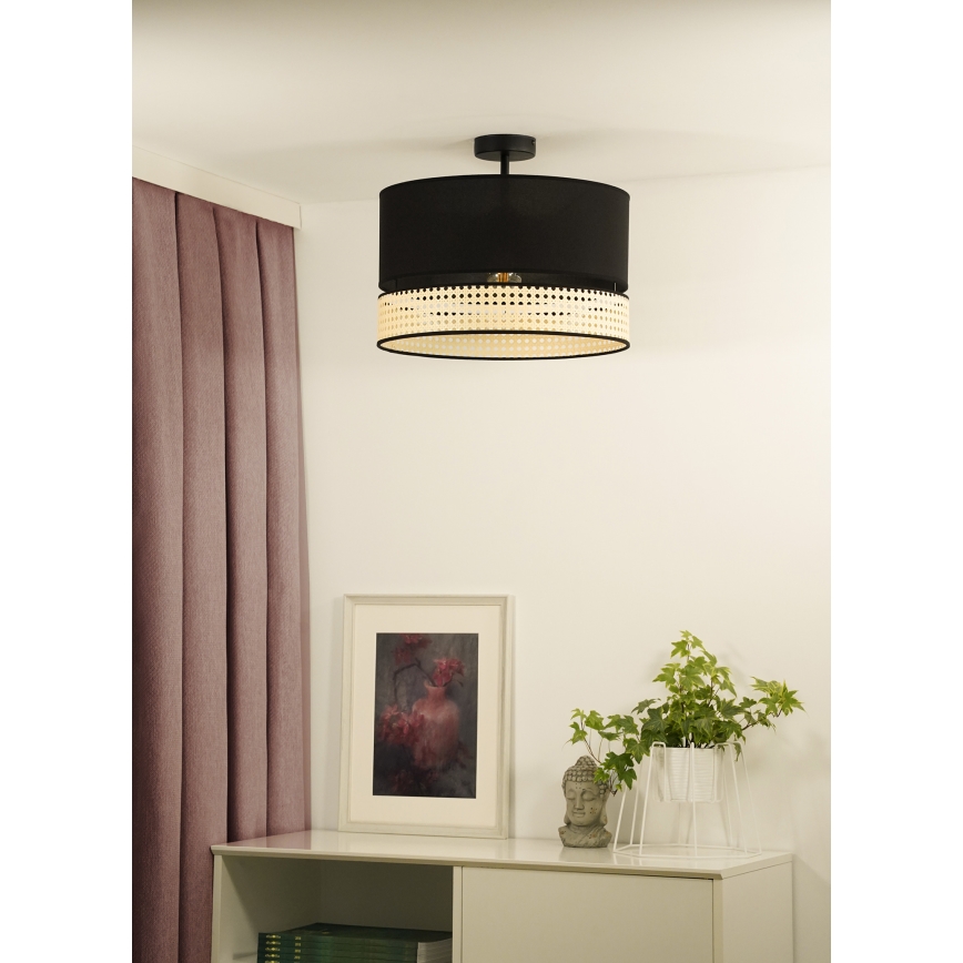 Duolla - Nadgradni luster DOUBLE RATTAN 1xE27/15W/230V pr. 40 cm crno/bež