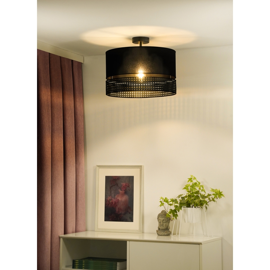 Duolla - Nadgradni luster DOUBLE RATTAN 1xE27/15W/230V pr. 40 cm crno