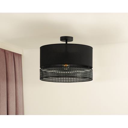 Duolla - Nadgradni luster DOUBLE RATTAN 1xE27/15W/230V pr. 40 cm crno