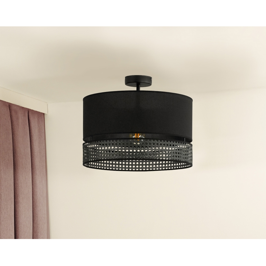 Duolla - Nadgradni luster DOUBLE RATTAN 1xE27/15W/230V pr. 40 cm crno