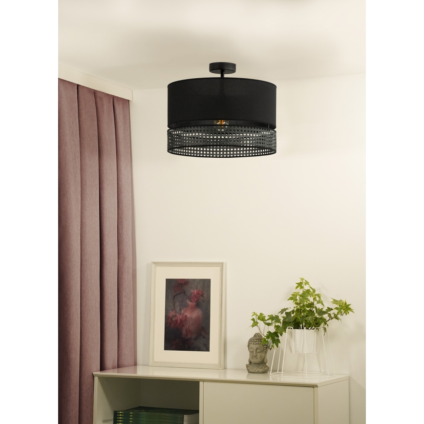 Duolla - Nadgradni luster DOUBLE RATTAN 1xE27/15W/230V pr. 40 cm crno
