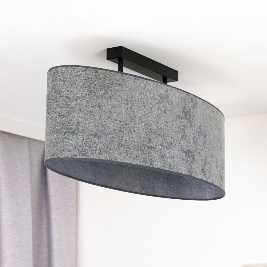 Duolla - Nadgradni luster OVAL 2xE27/15W/230V sivo