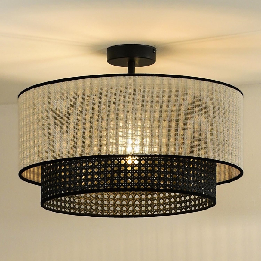 Duolla - Nadgradni luster RATTAN YUTE 1xE27/15W/230V pr. 45 cm kremasta/crno
