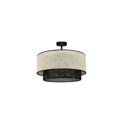 Duolla - Nadgradni luster RATTAN YUTE 1xE27/15W/230V pr. 45 cm kremasta/crno