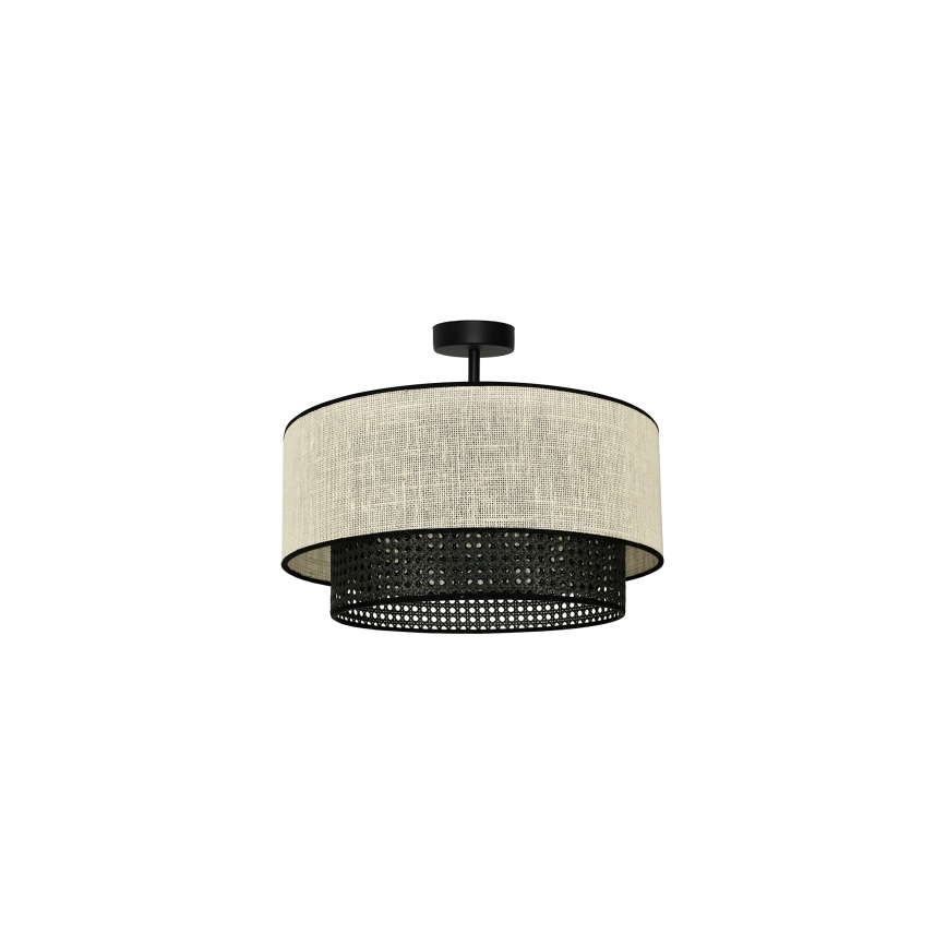 Duolla - Nadgradni luster RATTAN YUTE 1xE27/15W/230V pr. 45 cm kremasta/crno
