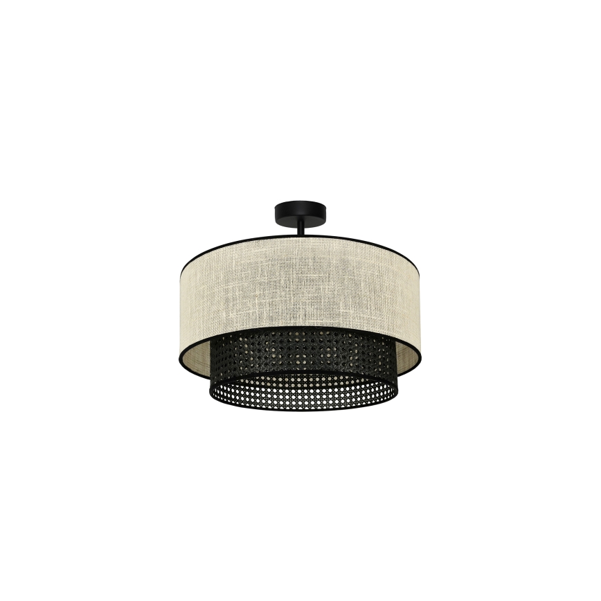 Duolla - Nadgradni luster RATTAN YUTE 1xE27/15W/230V pr. 45 cm kremasta/crno