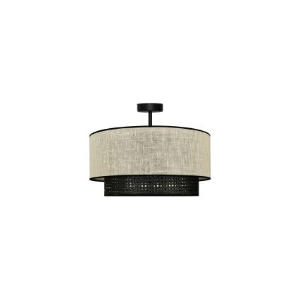Duolla - Nadgradni luster RATTAN YUTE 1xE27/15W/230V pr. 45 cm kremasta/crno