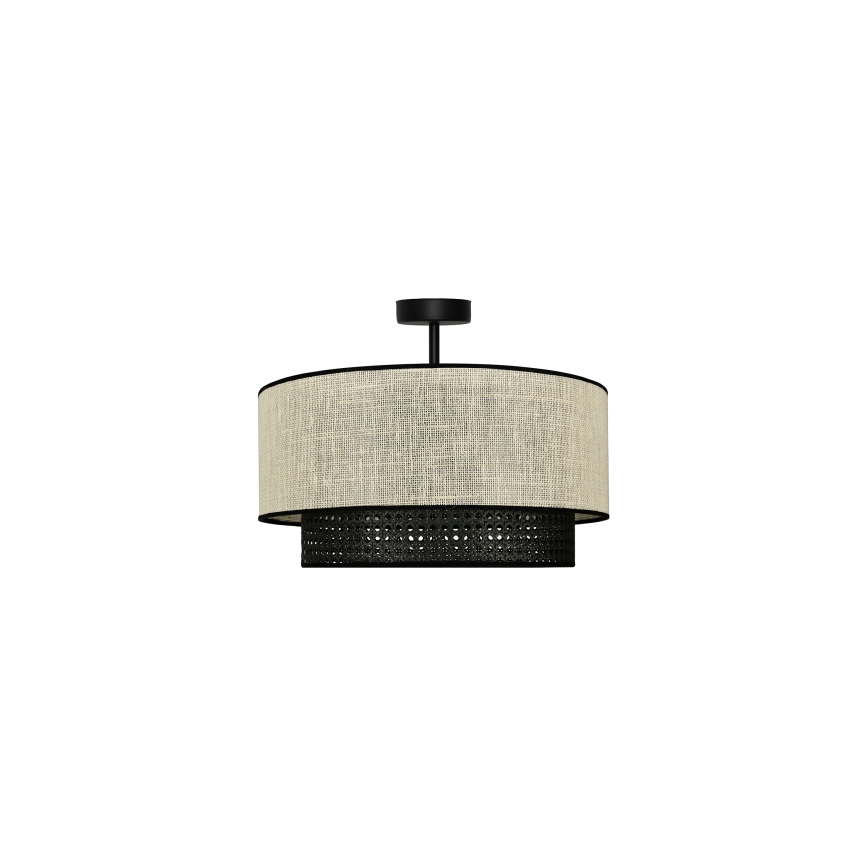 Duolla - Nadgradni luster RATTAN YUTE 1xE27/15W/230V pr. 45 cm kremasta/crno
