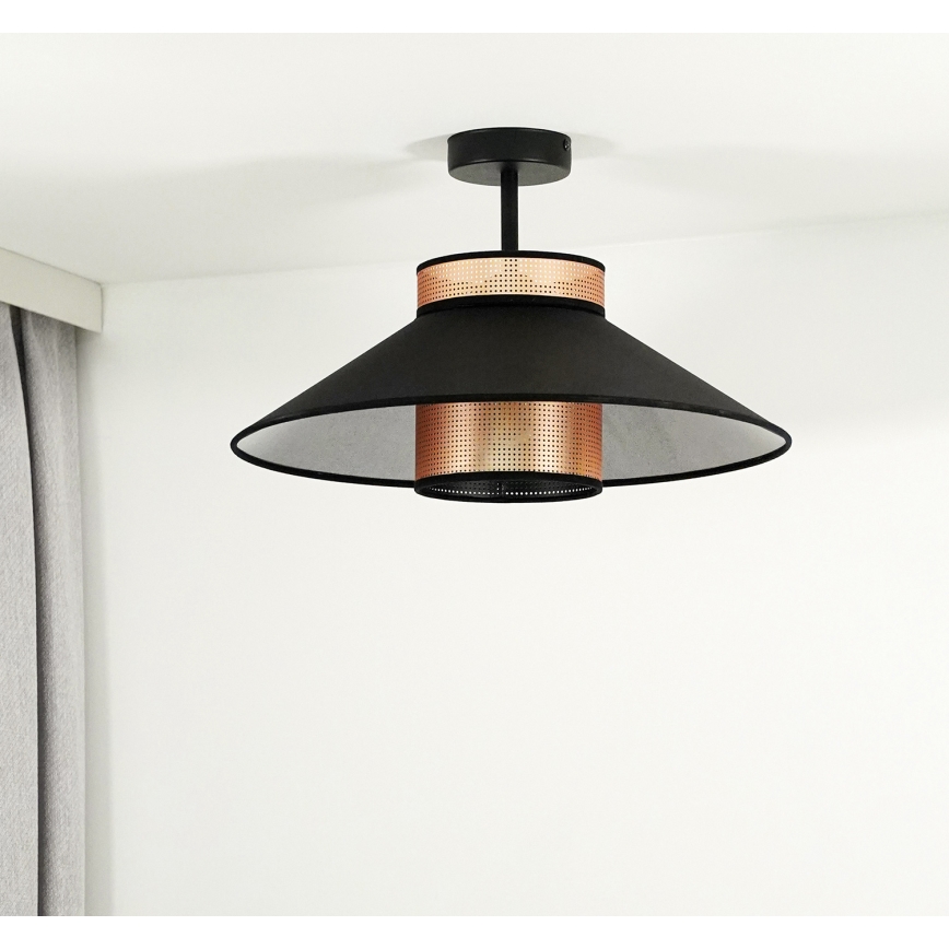 Duolla - Nadgradni luster RIO SHINY 1xE27/15W/230V pr. 45 cm crno/bakrena