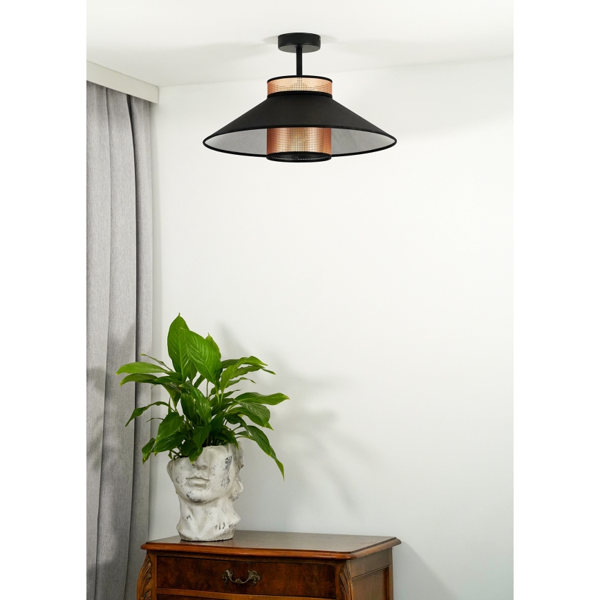 Duolla - Nadgradni luster RIO SHINY 1xE27/15W/230V pr. 45 cm crno/bakrena