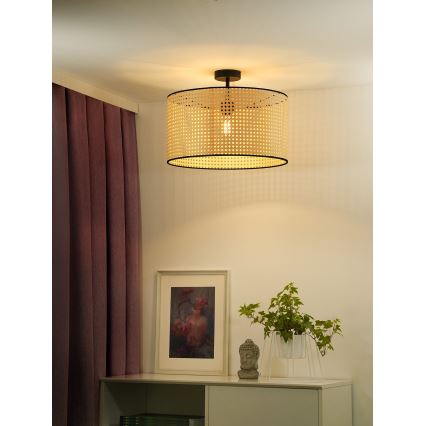 Duolla - Nadgradni luster ROLLER RATTAN 1xE27/15W/230V pr. 45 cm bež/crno