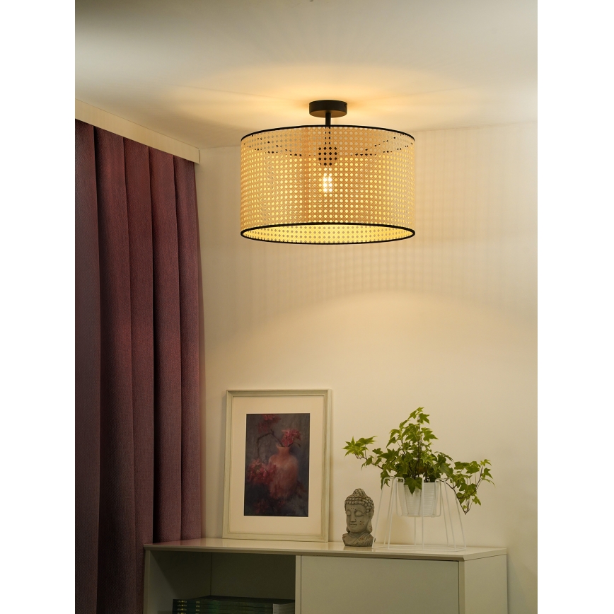 Duolla - Nadgradni luster ROLLER RATTAN 1xE27/15W/230V pr. 45 cm bež/crno