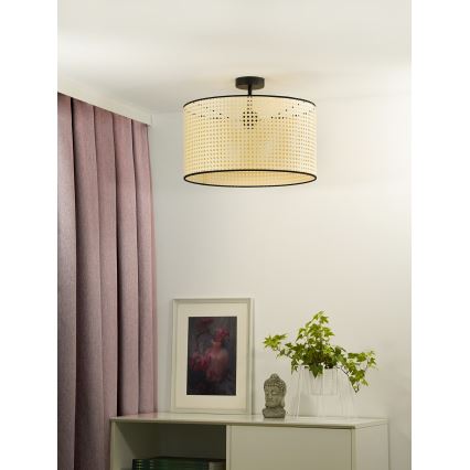 Duolla - Nadgradni luster ROLLER RATTAN 1xE27/15W/230V pr. 45 cm bež/crno
