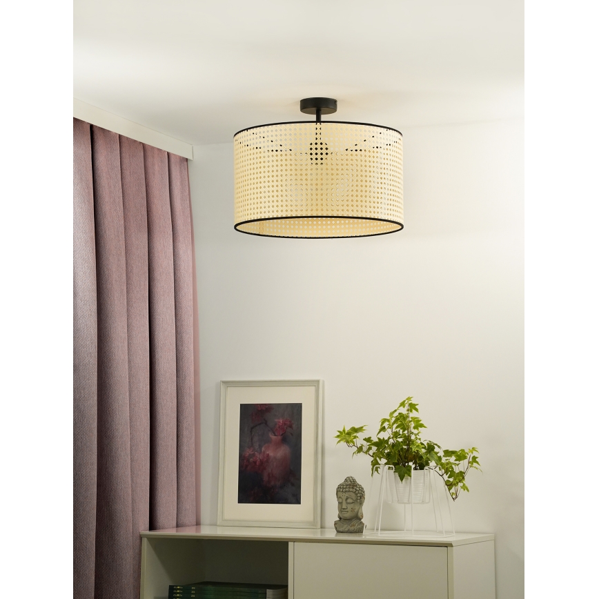 Duolla - Nadgradni luster ROLLER RATTAN 1xE27/15W/230V pr. 45 cm bež/crno