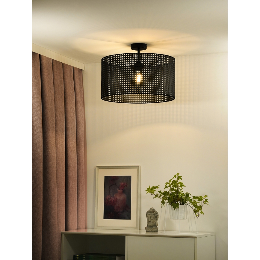 Duolla - Nadgradni luster ROLLER RATTAN 1xE27/15W/230V pr. 45 cm crno