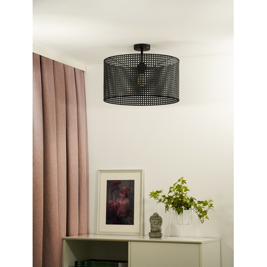 Duolla - Nadgradni luster ROLLER RATTAN 1xE27/15W/230V pr. 45 cm crno