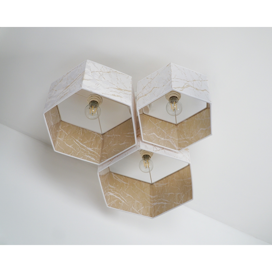 Duolla - Nadgradni luster ROLLER TRIO HEX 3xE27/15W/230V bela/zlatna