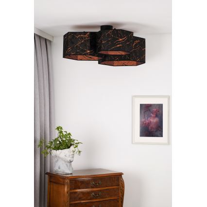Duolla - Nadgradni luster ROLLER TRIO HEX 3xE27/15W/230V crno/bakrena