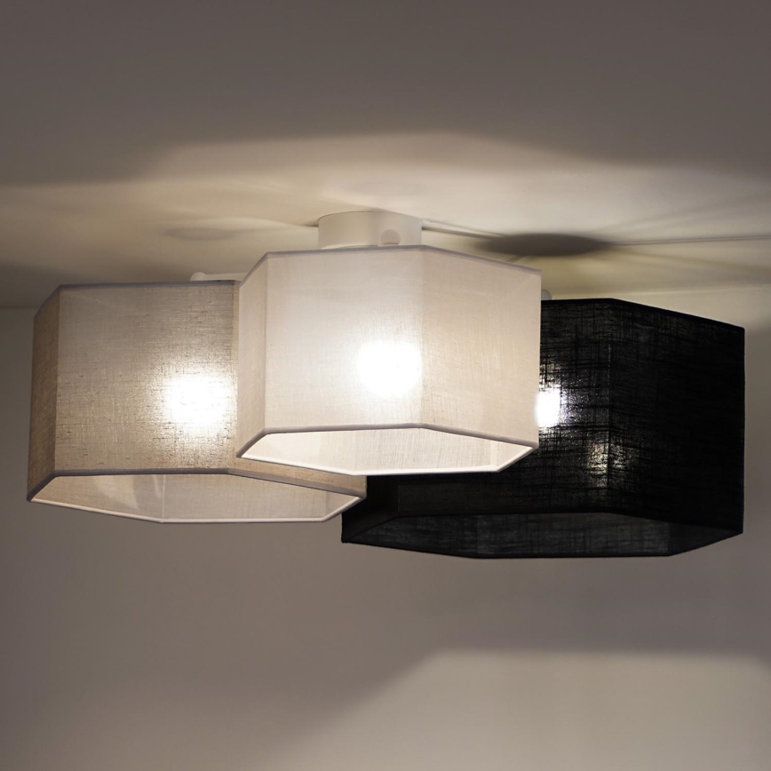 Duolla - Nadgradni luster ROLLER TRIO HEX 3xE27/15W/230V crno/sivo/bela
