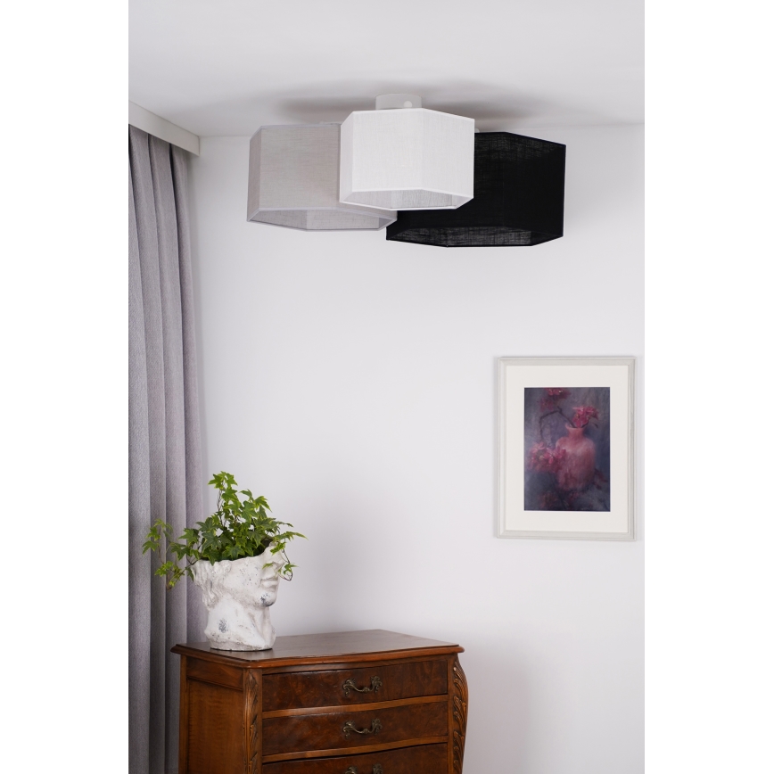 Duolla - Nadgradni luster ROLLER TRIO HEX 3xE27/15W/230V crno/sivo/bela