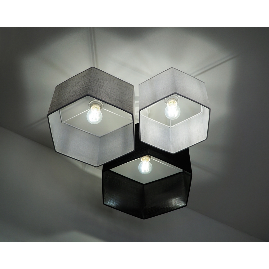 Duolla - Nadgradni luster ROLLER TRIO HEX 3xE27/15W/230V crno/sivo/bela
