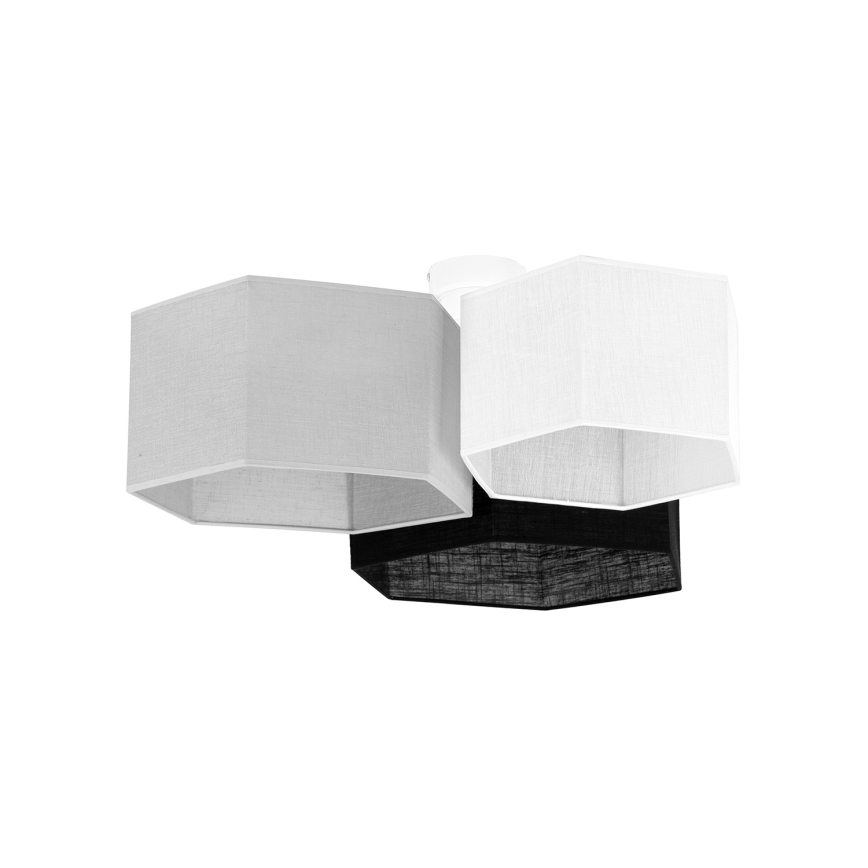 Duolla - Nadgradni luster ROLLER TRIO HEX 3xE27/15W/230V crno/sivo/bela