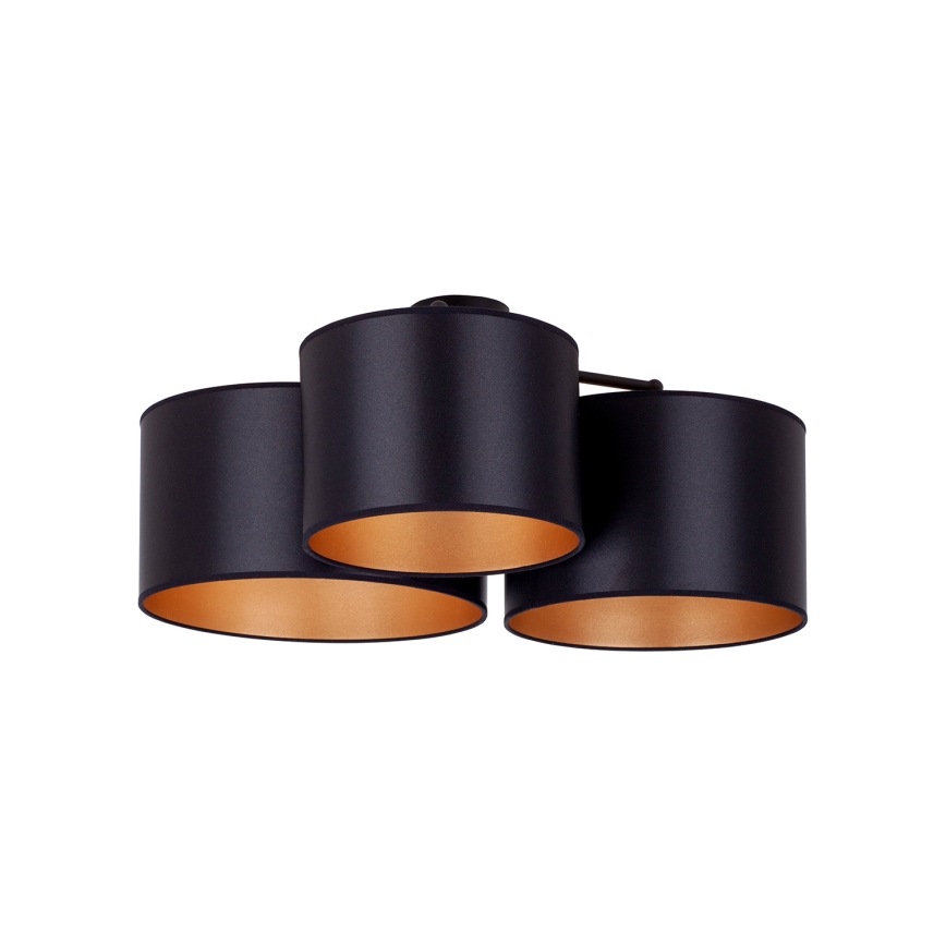 Duolla - Nadgradni luster ROLLER TRIO SHINY 3xE27/15W/230V crna/zlatna