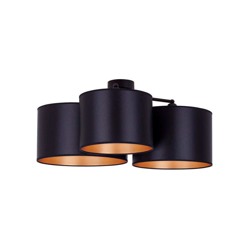 Duolla - Nadgradni luster ROLLER TRIO SHINY 3xE27/15W/230V crna/zlatna