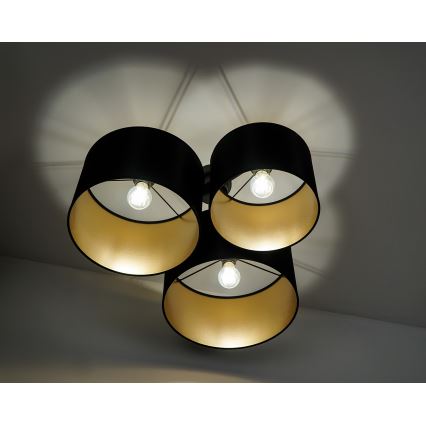 Duolla - Nadgradni luster ROLLER TRIO SHINY 3xE27/15W/230V crno/zlatna