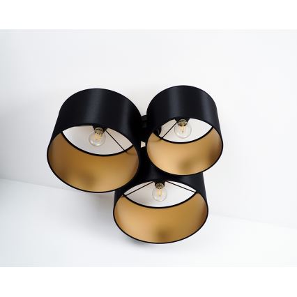 Duolla - Nadgradni luster ROLLER TRIO SHINY 3xE27/15W/230V crno/zlatna