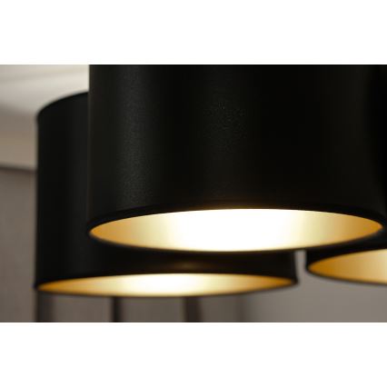 Duolla - Nadgradni luster ROLLER TRIO SHINY 3xE27/15W/230V crno/zlatna