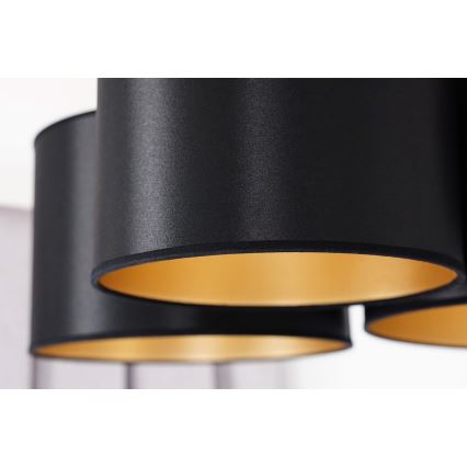 Duolla - Nadgradni luster ROLLER TRIO SHINY 3xE27/15W/230V crno/zlatna