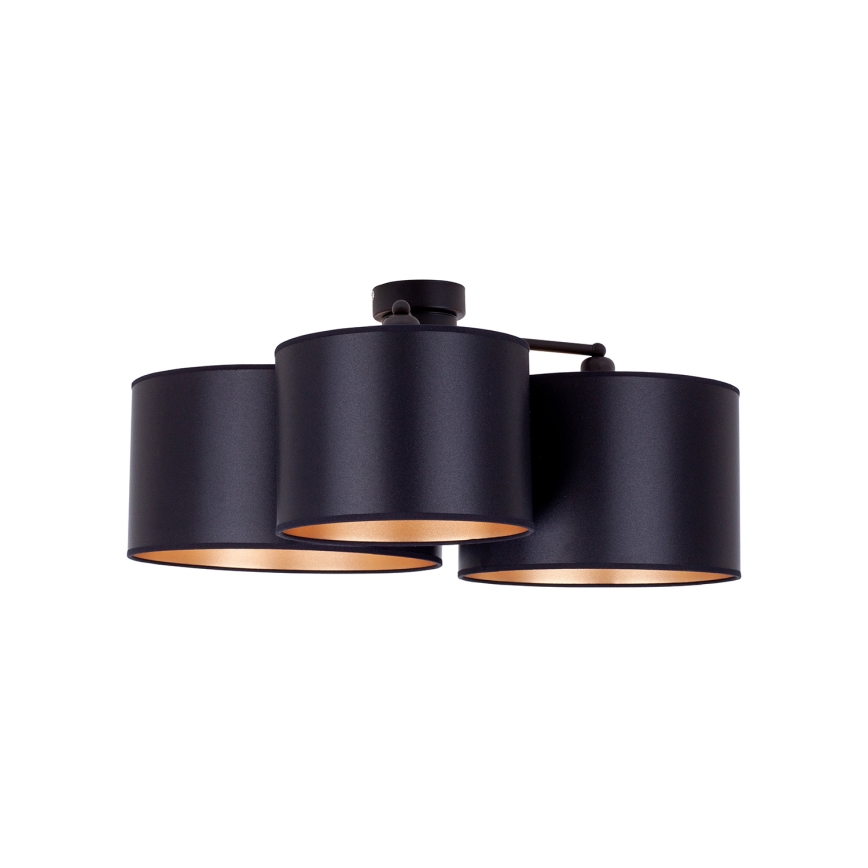 Duolla - Nadgradni luster ROLLER TRIO SHINY 3xE27/15W/230V crno/zlatna