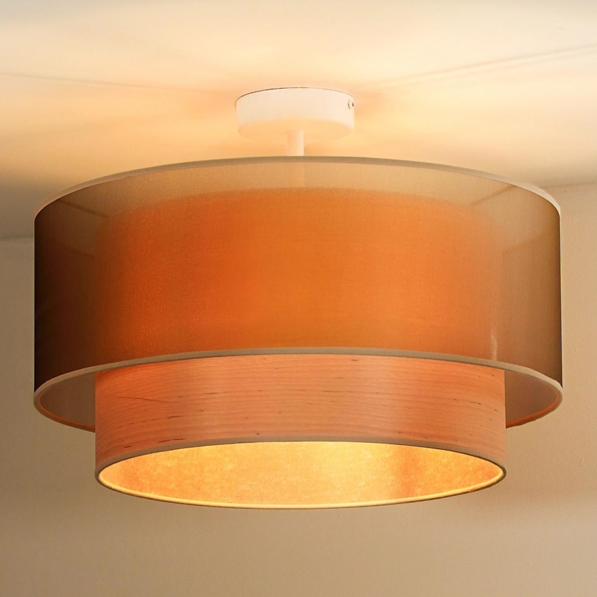 Duolla - Nadgradni luster WOOD BOHO 1xE27/15W/230V pr. 45 cm bakrena/bež