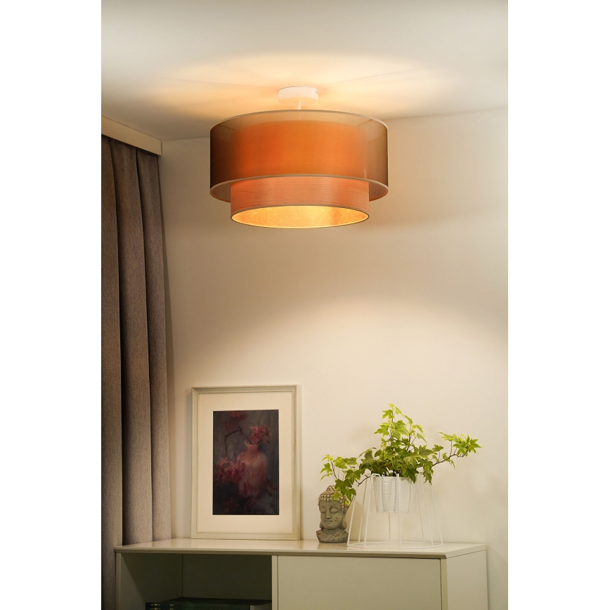 Duolla - Nadgradni luster WOOD BOHO 1xE27/15W/230V pr. 45 cm bakrena/bež