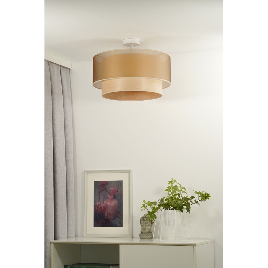 Duolla - Nadgradni luster WOOD BOHO 1xE27/15W/230V pr. 45 cm bakrena/bež