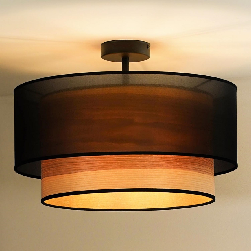 Duolla - Nadgradni luster WOOD BOHO 1xE27/15W/230V pr. 45 cm crno/bež