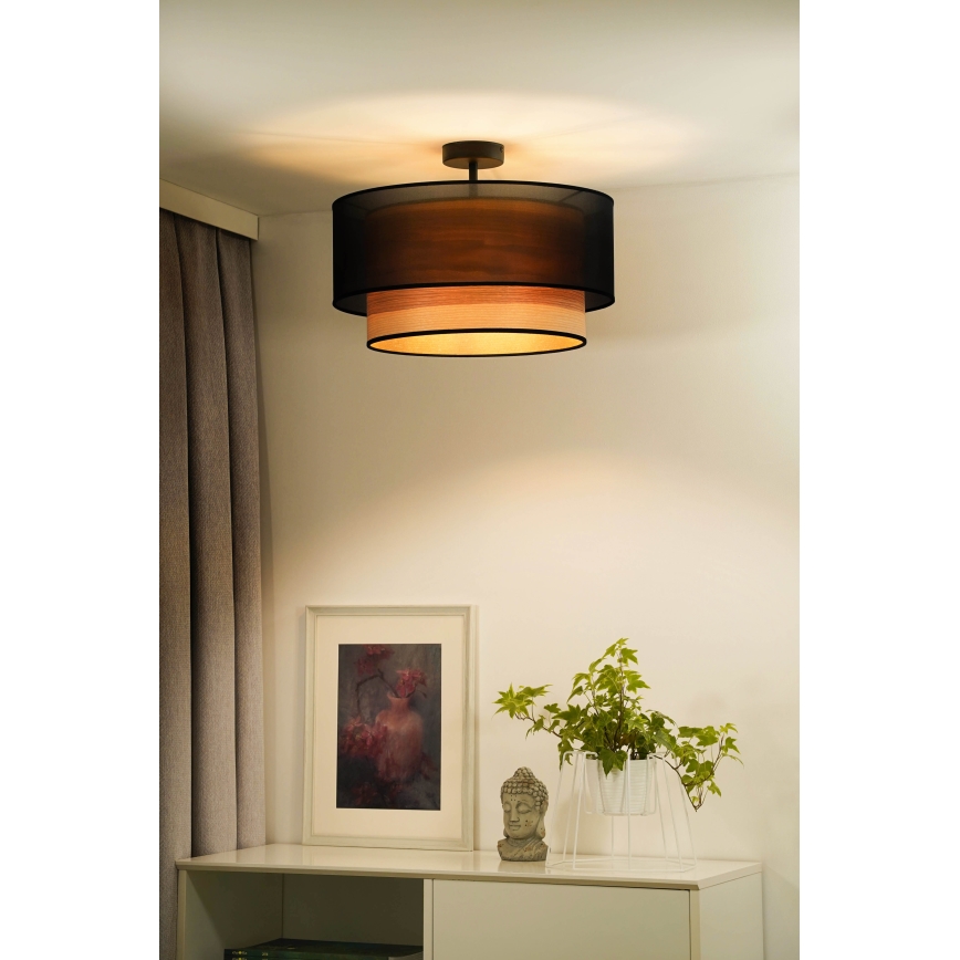 Duolla - Nadgradni luster WOOD BOHO 1xE27/15W/230V pr. 45 cm crno/bež
