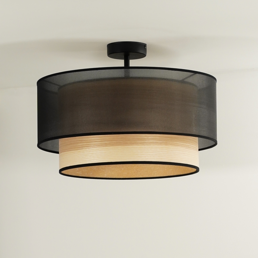 Duolla - Nadgradni luster WOOD BOHO 1xE27/15W/230V pr. 45 cm crno/bež