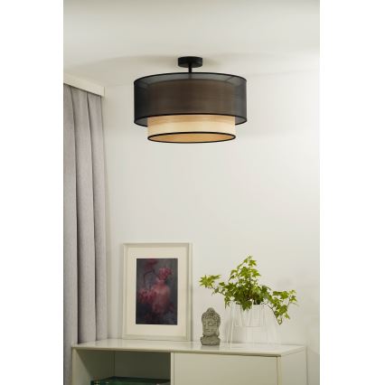 Duolla - Nadgradni luster WOOD BOHO 1xE27/15W/230V pr. 45 cm crno/bež