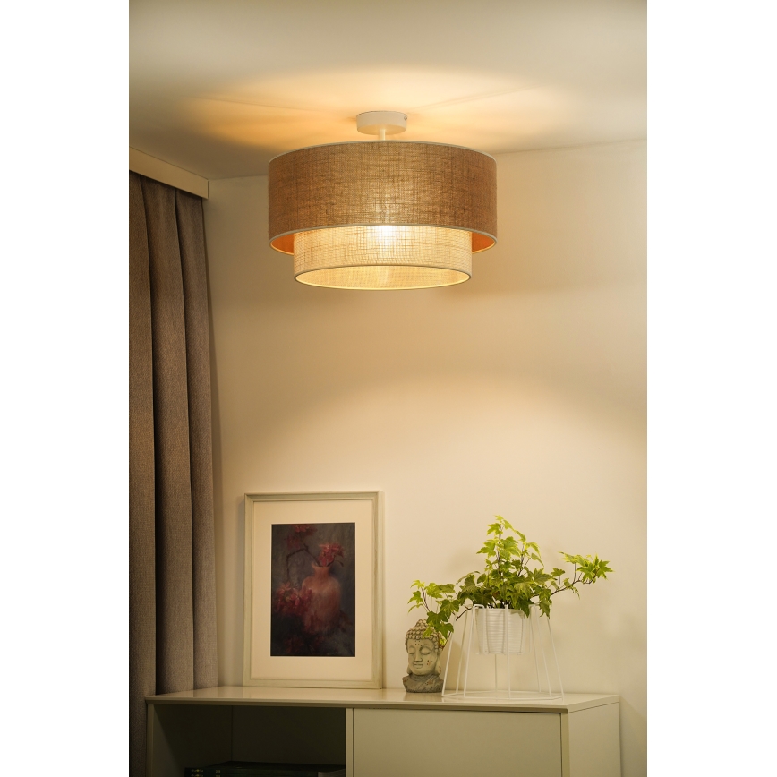 Duolla - Nadgradni luster YUTE BOHO 3xE27/15W/230V pr. 60 cm braon/kremasta