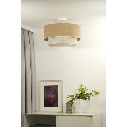 Duolla - Nadgradni luster YUTE BOHO 3xE27/15W/230V pr. 60 cm braon/kremasta