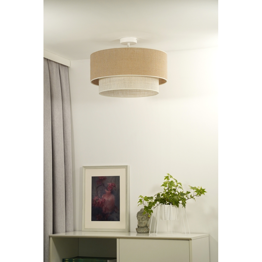 Duolla - Nadgradni luster YUTE BOHO 3xE27/15W/230V pr. 60 cm braon/kremasta