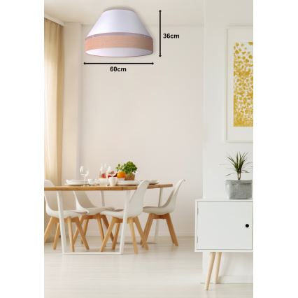 Duolla - Plafonjera AVIGNON 3xE27/15W/230V pr. 60 cm bela/braon