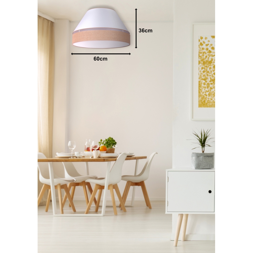 Duolla - Plafonjera AVIGNON 3xE27/15W/230V pr. 60 cm bela/braon