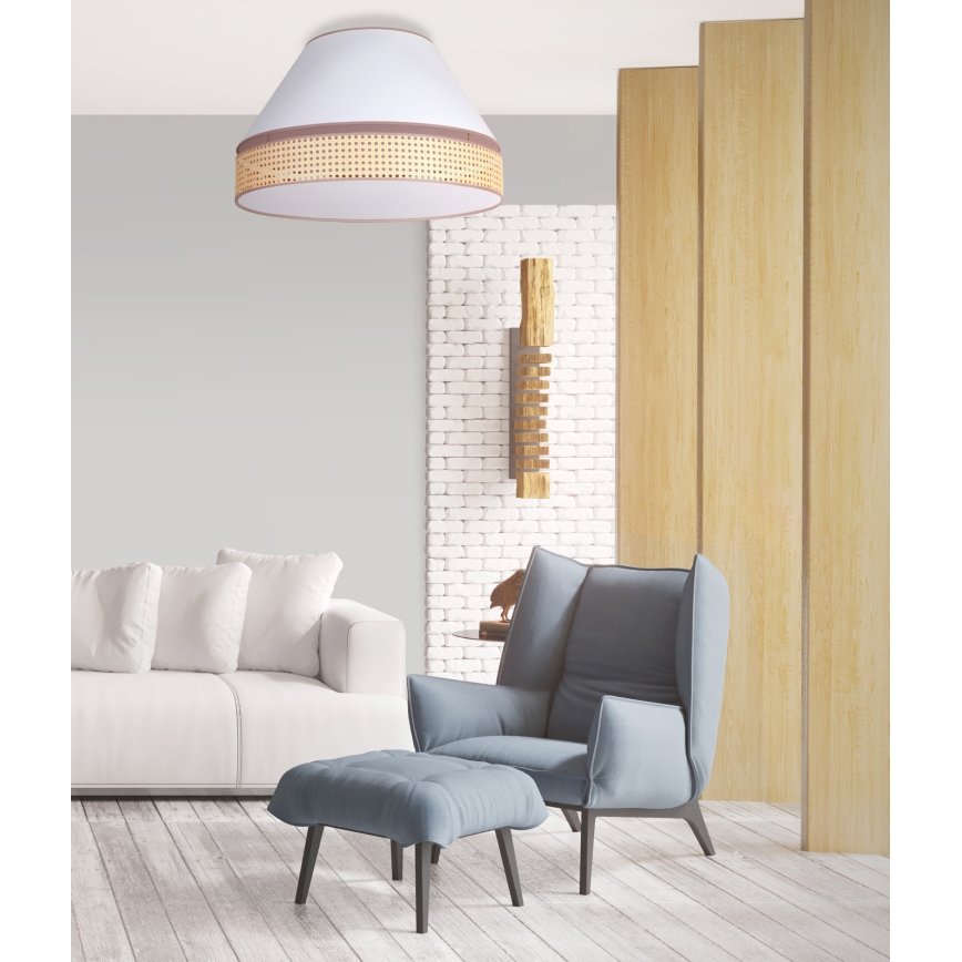 Duolla - Plafonjera AVIGNON 3xE27/15W/230V pr. 60 cm bela/ratan