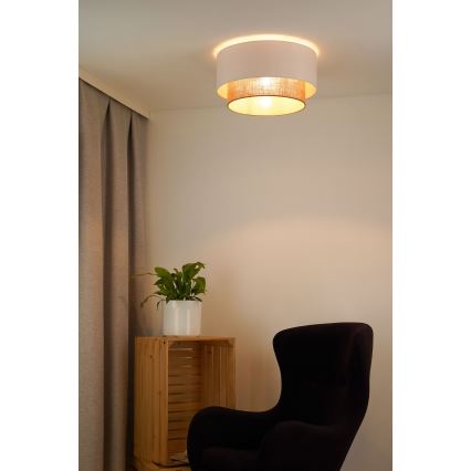 Duolla - Plafonjera BOHO 1xE27/15W/230V pr. 45 cm bela/braon